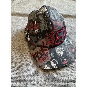 Fox Racing Red Riders Graffiti Zombie Print Hat Flexfit - Youth but has Stretch